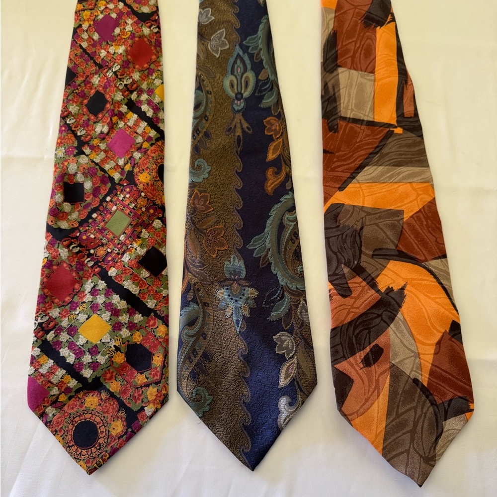SILK Davis Chicago,Prochownick,Alcione made in Italy 100% Silk Ties Bundle Men's - Picture 1 of 9